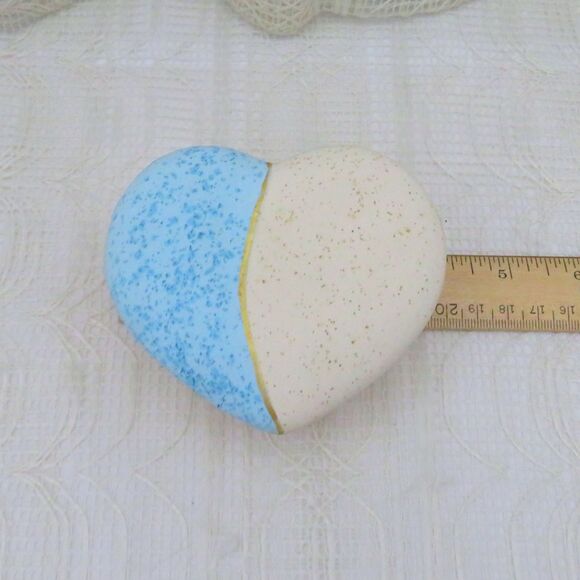 Handmade Ceramic Trinket Dish, Heart Shaped Aqua & Ecru Southwest Style - Picture 6 of 7